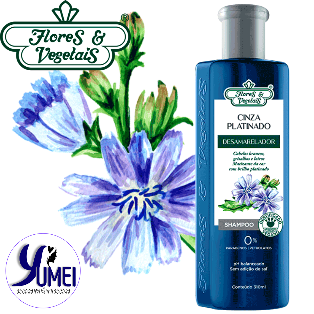 Shampoo Cinza Platinado Desamarelador Flores & Vegetais 310ml - Image 3