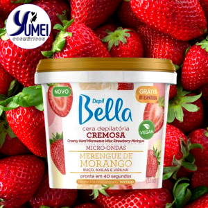 CERA DEPILATÓRIA CREMOSA PARA MICRO-ONDAS MERENGUE DE MORANGO DEPIL BELLA 100G