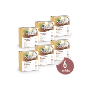 Combo com 6 Ceras Quente Epilatórias Depilflax Coco de 500g