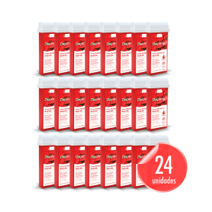 Combo com 24 Cera Refil Roll On Depilflax Morango de 100g